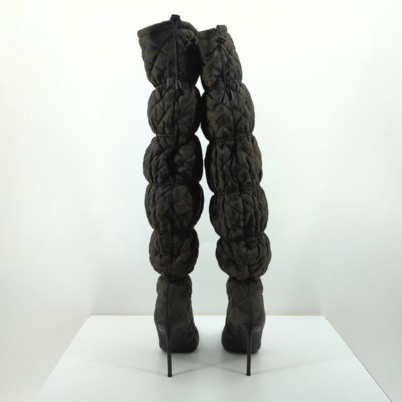 Steve Madden Women 6 Silhouette Over Knee Boots Green Puffer Camouflage NEW RARE - Picture 6 of 9